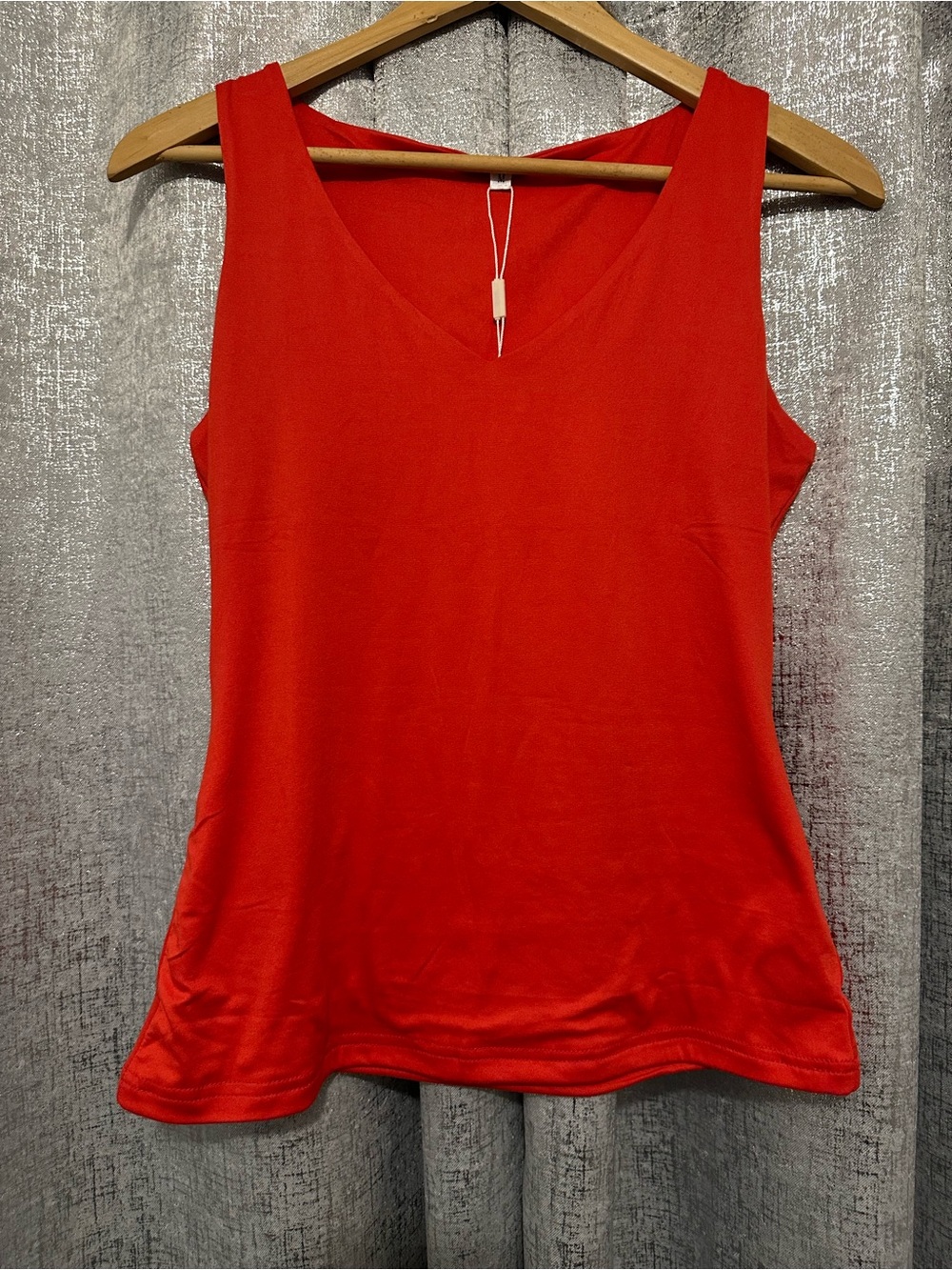 Red V-Neck Sleeveless Tank Top